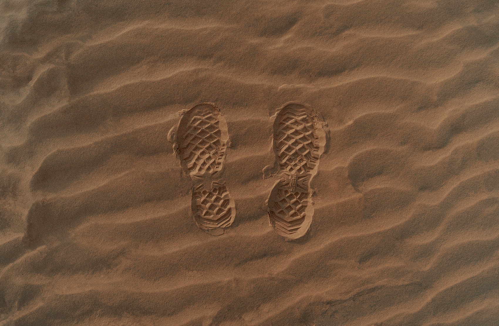 Footprints on path
